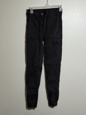 American Eagle Women Super Stretch Black Drawstring Jogger Cargo Pants size 2